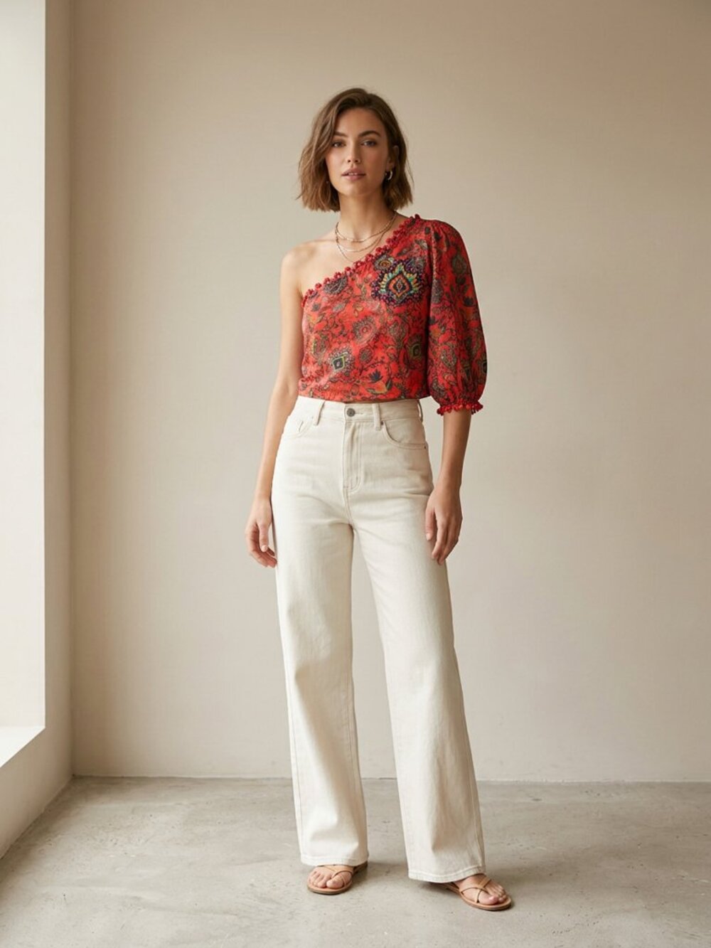 Anthropologie Farm Red Floral Off Shoulder Crop Top